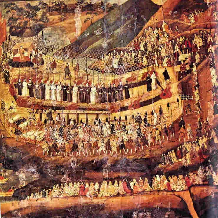 Pintura xaponesa do século XVII representando o martirio de cristiáns e misioneiros en Nagasaki en 1597