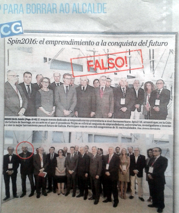 Foto da presentación do Spin2016 na edición impresa de El Correo e outra imaxe dese mesmo intre 