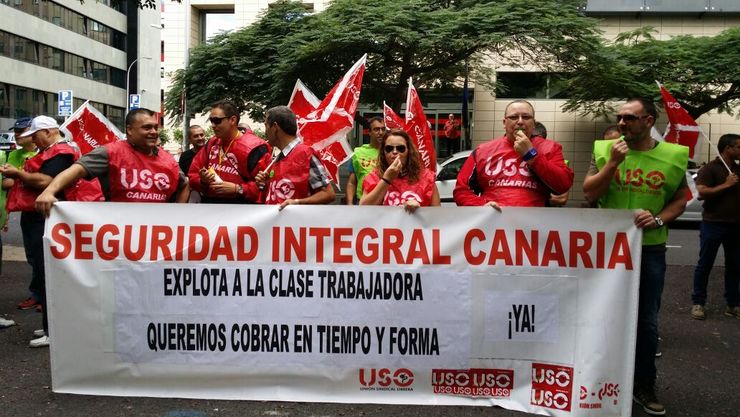 Protesta contra a empresa Seguridad Integral Canaria 