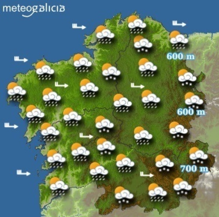 Predicións para o mércores 22 de marzo en Galicia.