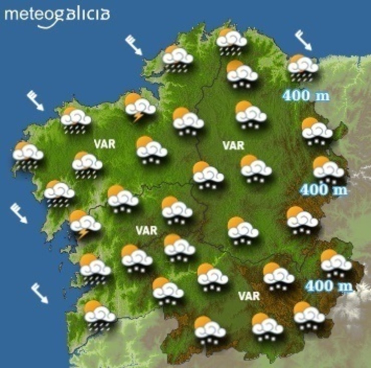 Predicións para o xoves 23 de marzo en Galicia.