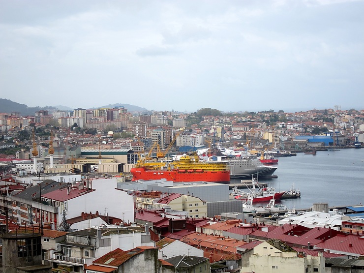 Vista Do Estaleiro Barreiras Na Ría De Vigo 