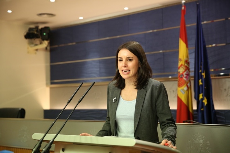 Irene Montero en rolda de prensa no Congreso