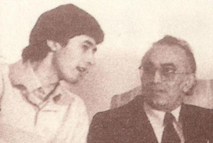 O escritor Eusebio Lorenzo Baleirón, á dereita