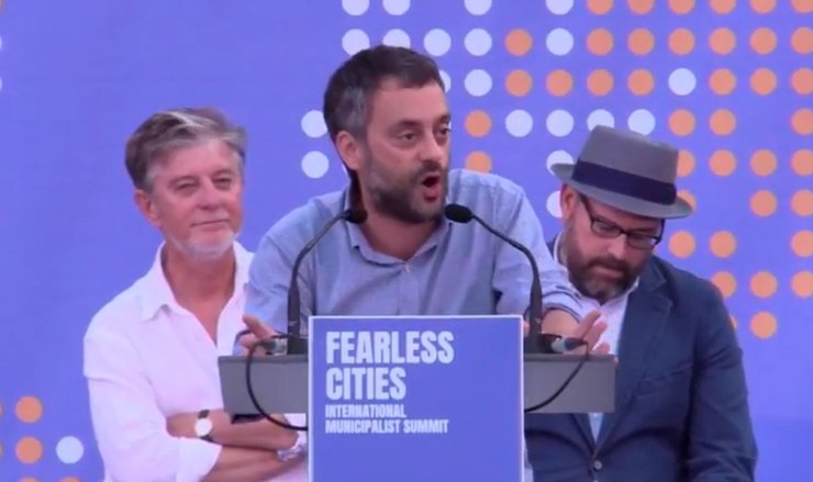 Xulio Ferreiro na súa intervención no encontro das Cidades Sen Medo