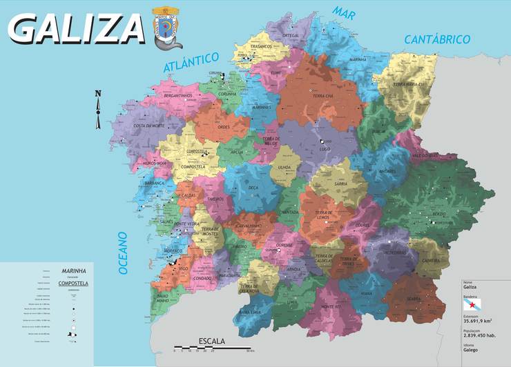 Mapa de Galiza de Nós-UP