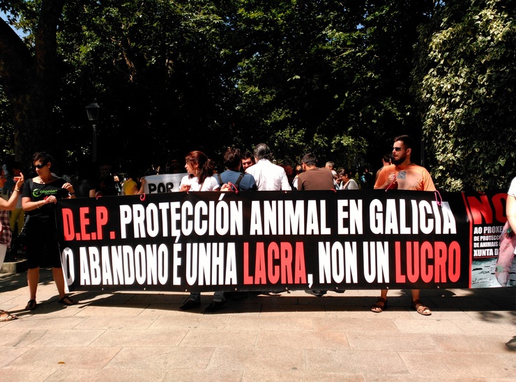 Manifestación animalista en contra do anteproxecto de Lei en Santiago 