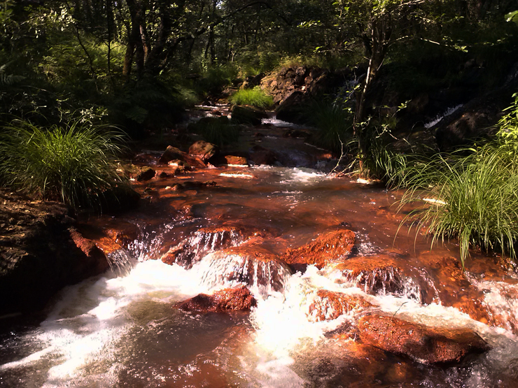 Lamentable estado da cabeceira do río Lañas debido á actividade mineira.