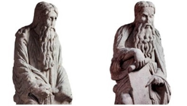 Estatuas de Abraham e Isaac, do Mestre Mateo, en poder dos Franco. 