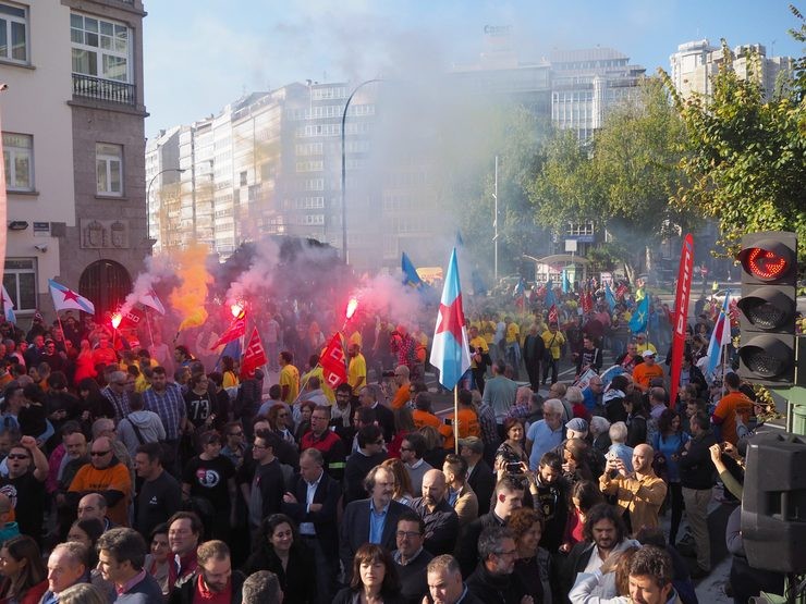 Manifestación dos traballadores da multinacional Alcoa na Coruña, Galicia. M. Dylan