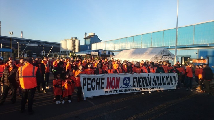Protesta de traballadores de Alcoa da Coruña. CEDIDA