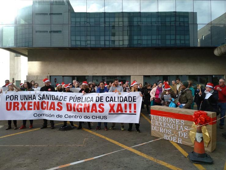 Protesta de traballadores de urxencias do CHUS. CEDIDA 