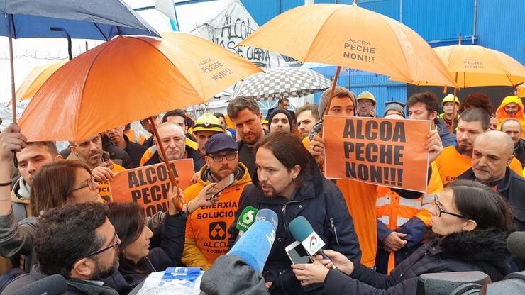 Pablo Iglesias visita aos traballadores de Alcoa na Coruña. COMITÉ DE EMPRESA DE ALCOA 