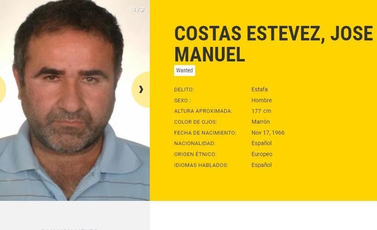 Ficha da Europol de José Manuel Costas