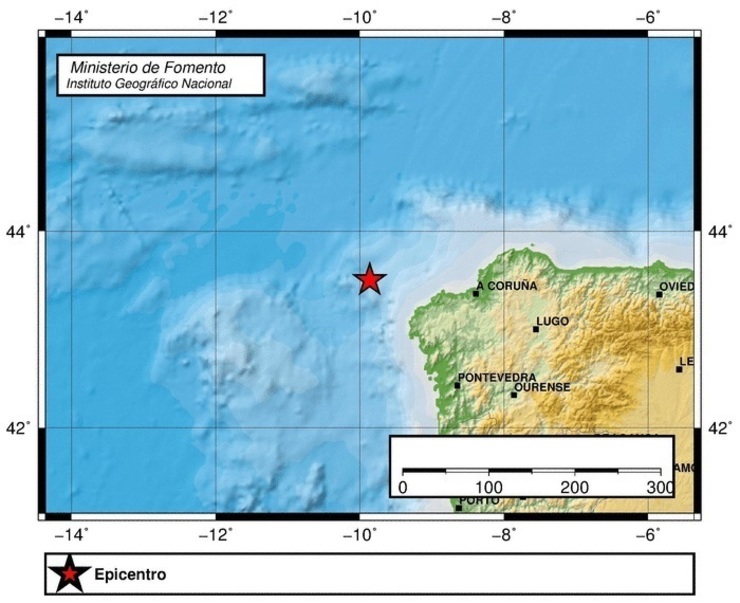 Terremoto rexistrado fronte ás costas galegas