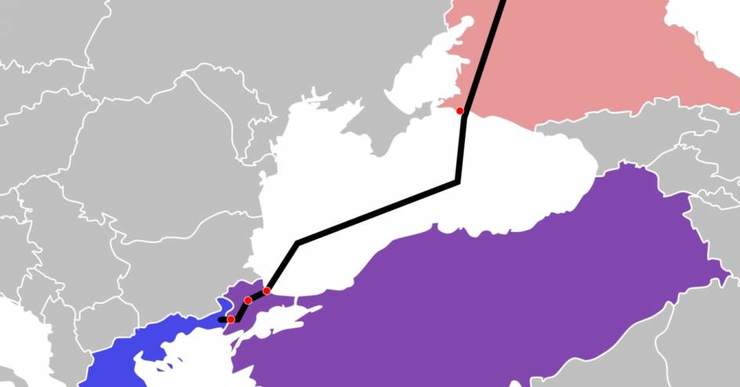 Trazado do gasoduto do mar Negro