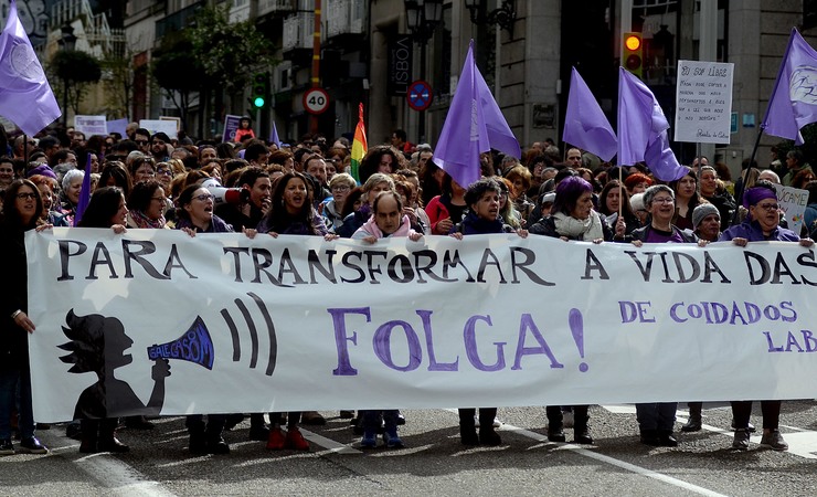 Manifestación en Vigo pola igualdade, previa á folga feminista do 8 de marzo de 2018 