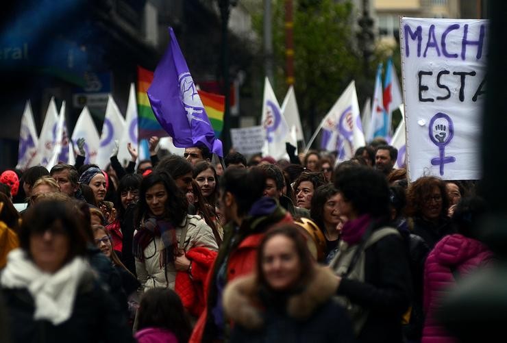 Manifestación en Vigo pola igualdade, previa á folga feminista do 8 de marzo de 2018 