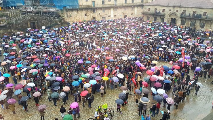 Concentración en Santiago de Compostela na xornada de folga feminista do 8 de marzo 