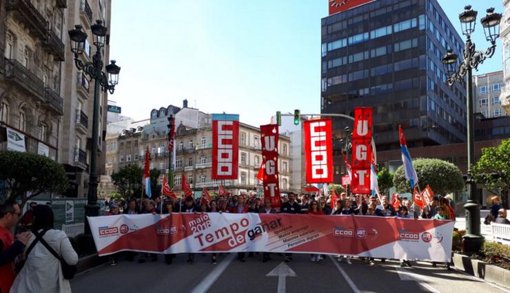 Manifestación convocada por UGT e CC.OO. en Vigo no 1 de maio / UGT