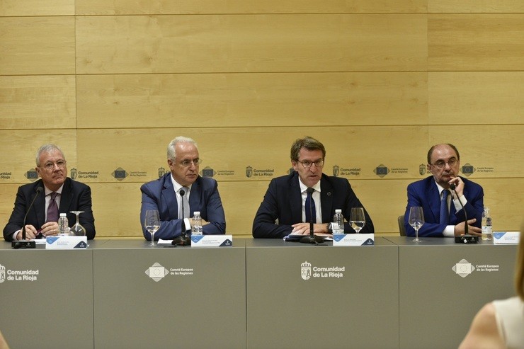 Valcárcel, Cinceiros, Feijóó e Lambán en comparecencia de prensa / Europa Press