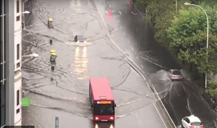 Inundación nas rúas da Coruña / Youtube
