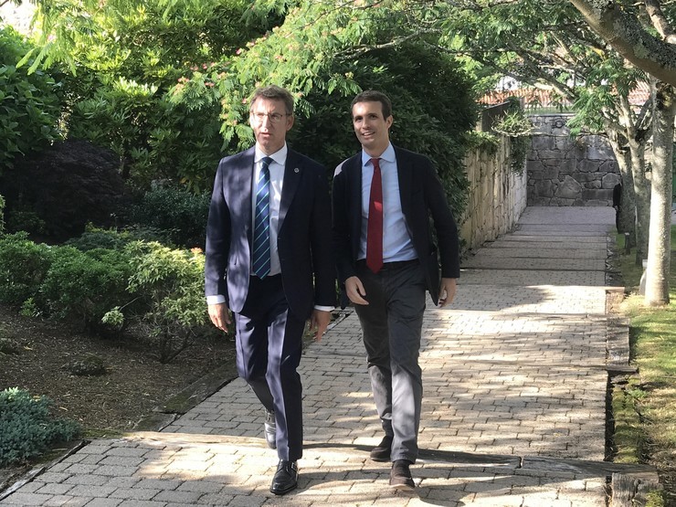 Alberto Núñez Feijóo e Pablo Casado, en Santiago