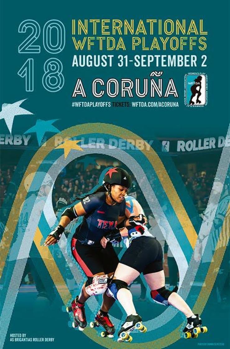 Cartel anunciador do playoff de Roller derby Coruña