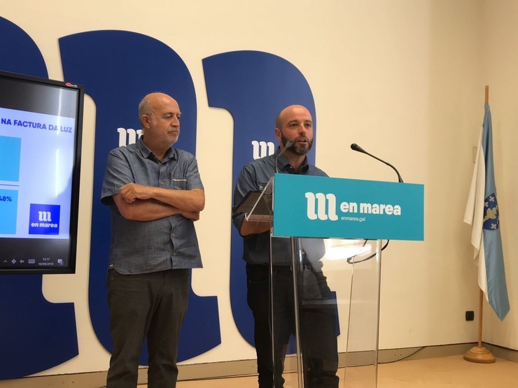 Luís Villares e Pancho Casal, en rolda de prensa de En Marea este luns. Europa Press 