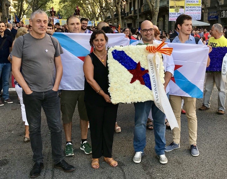 Bieito Lobeira, Ana Miranda e Rubén Cela nos actos da Diada en Cataluña 