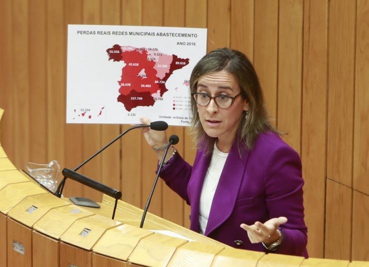 A conselleira de Infraestruturas, Ethel Vázquez, intervén no pleno do Parlamento de Galicia. XUNTA 