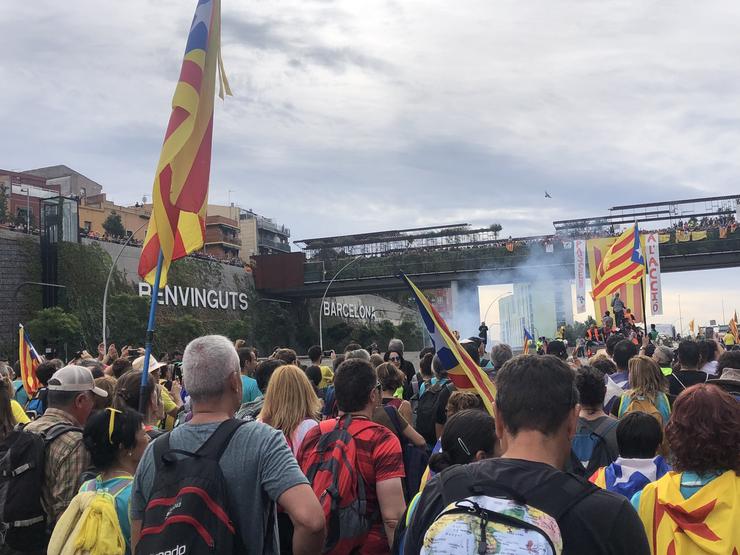 Manifestación independentista en Barcelona, no día de folga xeral convocada contra a sentenza do 'procés' 