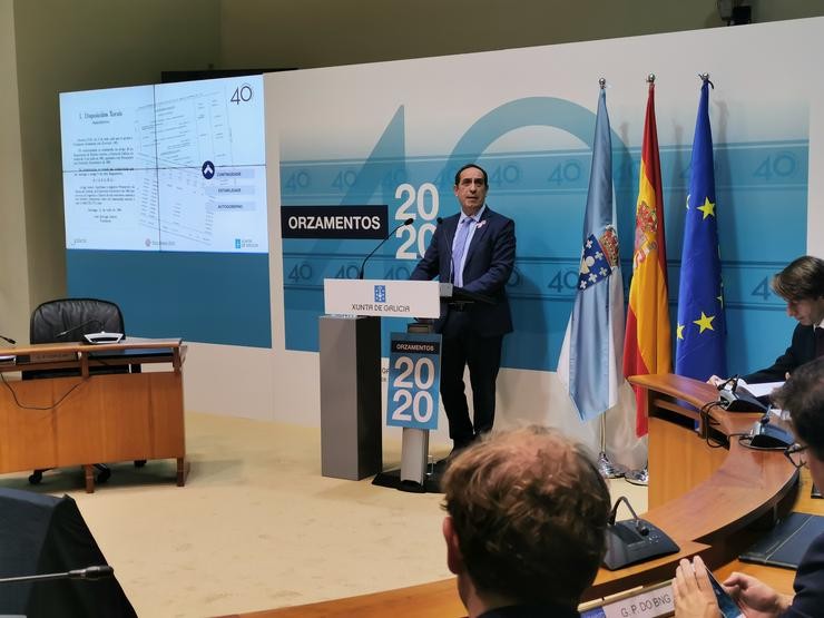 O conselleiro de Facenda, Valeriano Martínez, presenta o proxecto de orzamentos de 2020. 