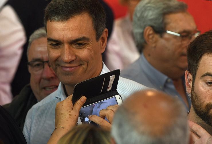 Pedro Sánchez, no mitin do PSOE en Vigo o 5 de outubro de 2019 