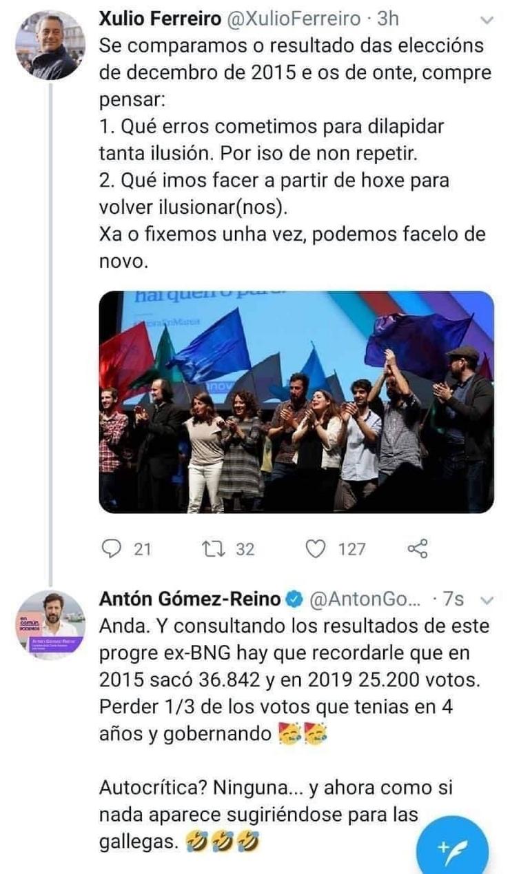 Imaxe da mensaxe difundida a través da conta de Twitter de Antón Gómez Reino 