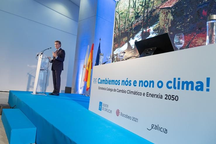 O presidente da Xunta, Alberto Núñez Feijóo, presenta a Estratexia Galega de Cambio Climático e Enerxía 2050 / Europa Press