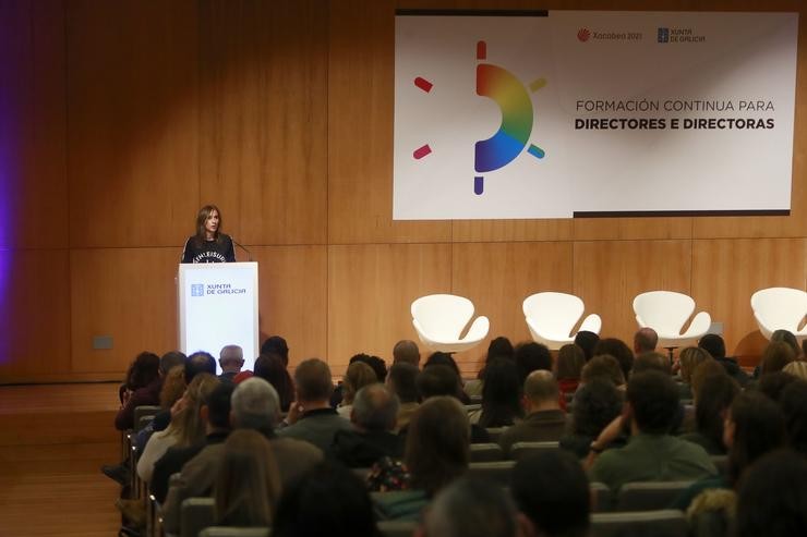 A conselleira de Educación, Carmen Pomar, durante a súa intervención nunha xornada de formación para directores de centros educativos. XUNTA 