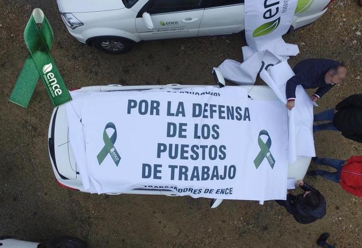 Caravana de vehículos de Ence marchan a Madrid. CEDIDA 