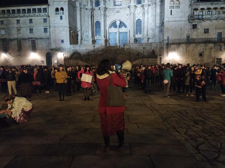Acción feminista 'Un violador no teu camiño' en Santiago de Compostela 