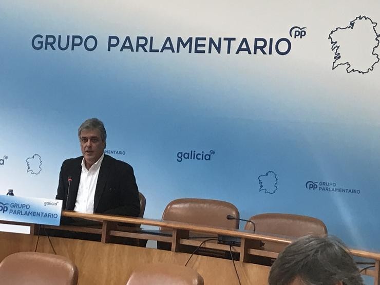 O portavoz parlamentario do PPdeG, Pedro Puy, na rolda de prensa. EUROPA PRESS - Arquivo 
