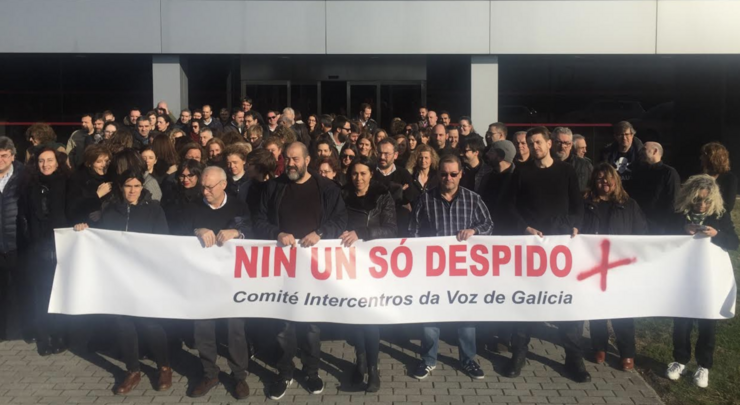 Protesta dos traballadores de La Voz de Galicia 
