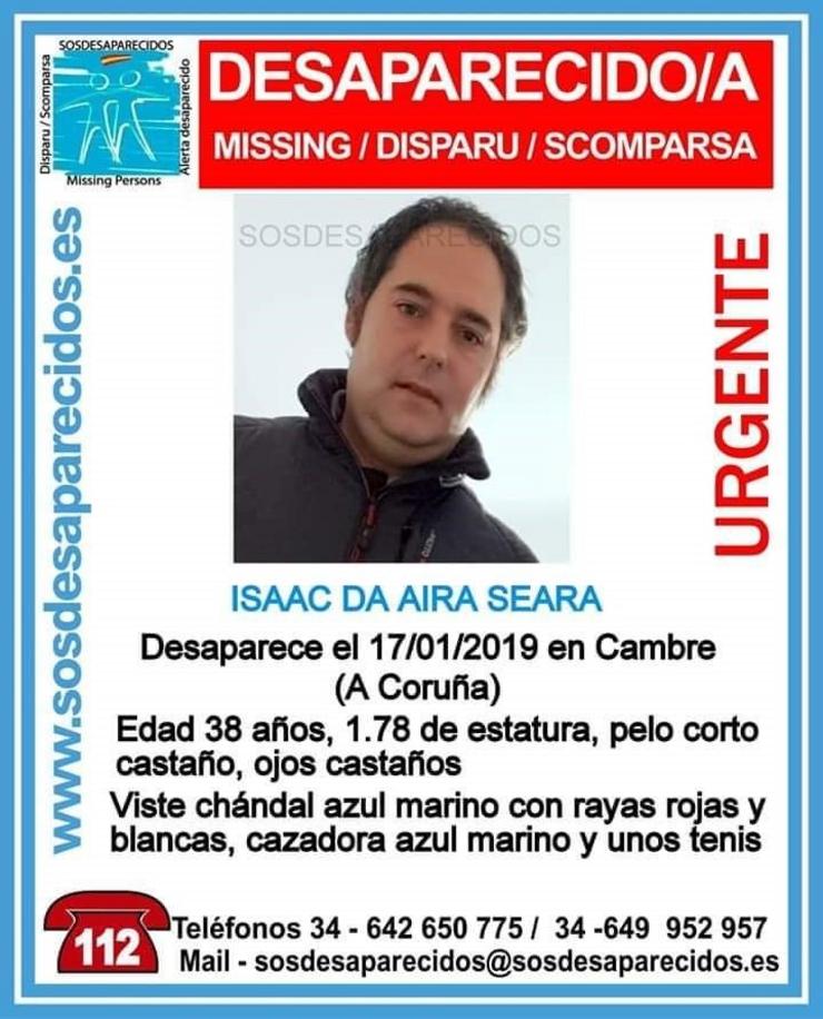 Cartel do desaparecido en Cambre. SOS DESAPARECIDO 