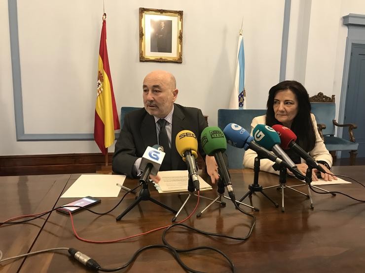 O delegado do Goberno en Galicia nunha rolda de prensa en Lugo.. DELEGACIÓN DO GOBERNO EN GALICIA 