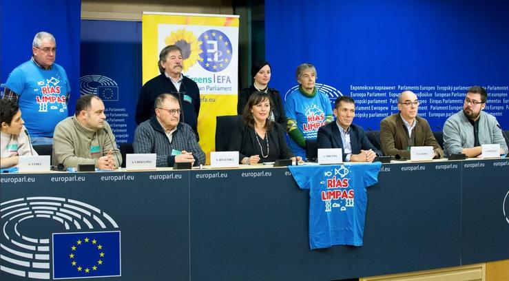 Ana Miranda e Francisco Jorquera nunha rolda de prensa en Parlamento Europeo. BNG 
