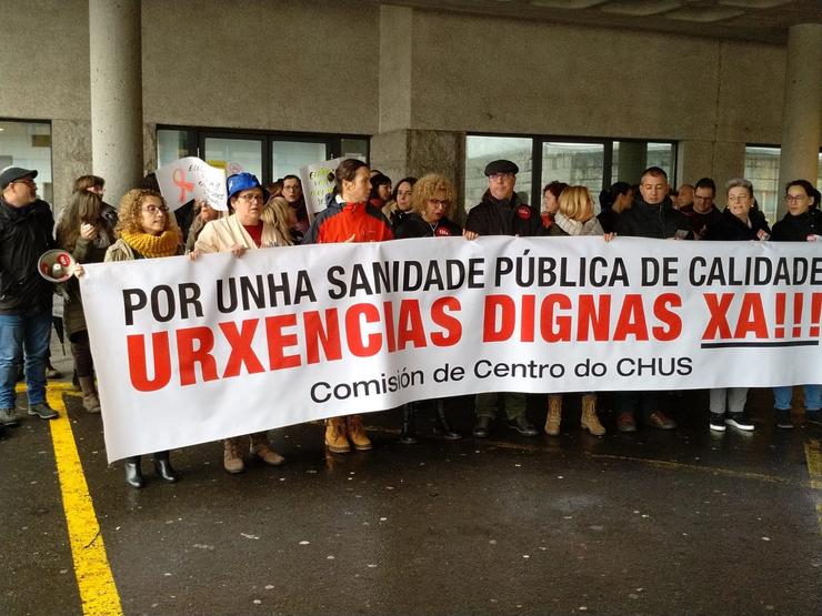 Protesta de traballadores de Urxencias do CHUS.. COMITÉ DE FOLGA DE URXENCIAS DO CHUS