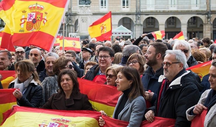 Manifestación da Coruña en contra de Cataluña e de Sánchez