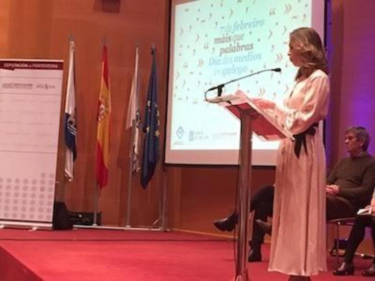 A xornalista Mónica Martínez na Gala do Día dos Medios en Galego 