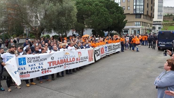 Sánchez ve garantido o futuro de Alcoa, mentres traballadores protestan en de. REBELIÓN ALUMINIO / Europa Press