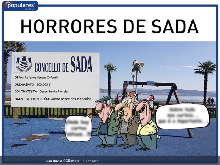 Luís Davila denuncia o uso dos seus debuxos con fins propagandísticos e sen permiso polo PP de Sada.