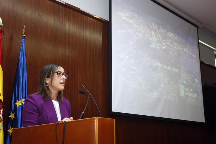 Ethel Vázquez na presentación da prolongación da Vía Ártabra. CONSELLERIA DE INFRAESTRUTURAS